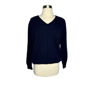 United Colors Of Benetton Womens Pure Virgin Lambswool V-Neck Sweater Navy Small